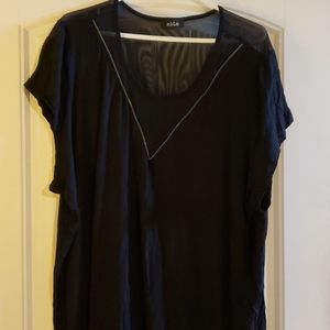 Black faux zipper blouse